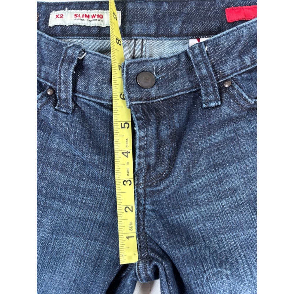 X2 Quality Denim Womens Size 2 Slim W10 Low Rise Straight Leg Jeans Dark Wash - Picture 11 of 12